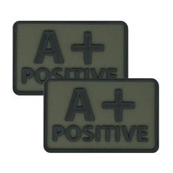 Helikon - PVC Patch - Blutgruppe - A+ POS - Olivgrün - 2 Stück