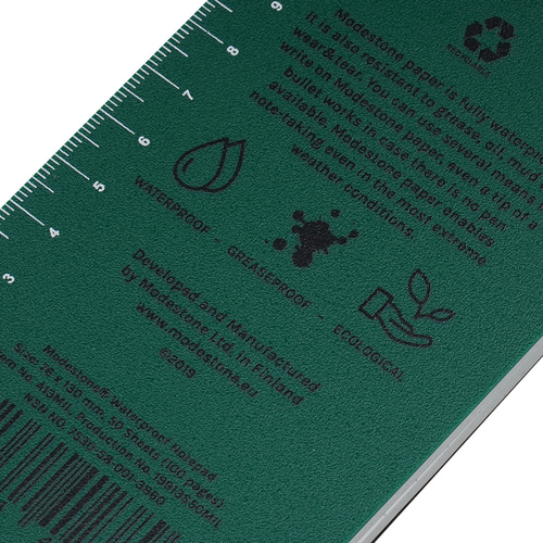Modestone - Wasserdichtes Notizbuch - 76 x 130 mm - 50 Blatt - Grün - A13MIL