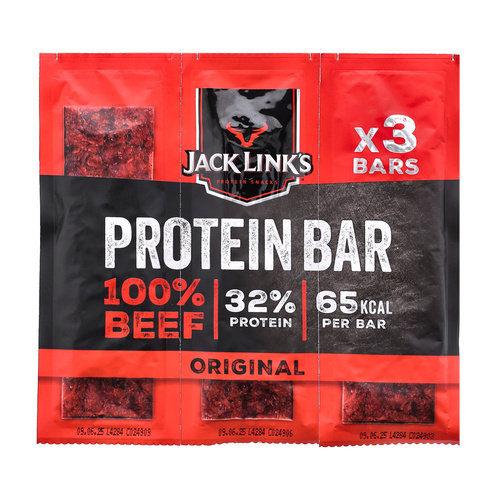 Jack Link's - Proteinriegel aus getrocknetem Rindfleisch - Klassisch - 22,5 g - 3er-Pack - 10000031555