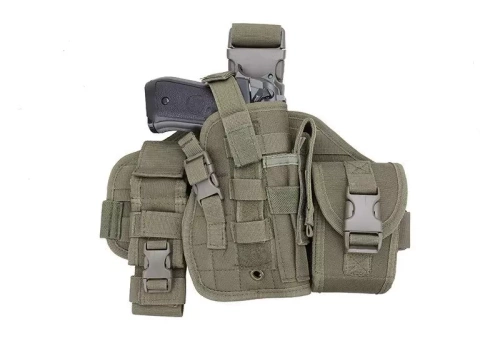 GFC Tactical - Modulares Oberschenkelpaneel mit Holster - MOLLE - Nylon - Olive - GFT-29-000568