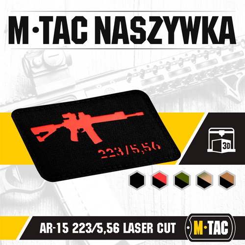 M-Tac - AR-15 223/5.56 Lasergeschnittener Aufnäher - Schwarz/Rot - 51111233