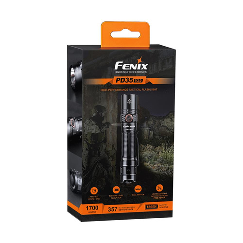 Fenix - Taktische LED-Taschenlampe wiederaufladbar - 1700 Lumen - 2600 mAh - Schwarz - PD35 V3.0 
