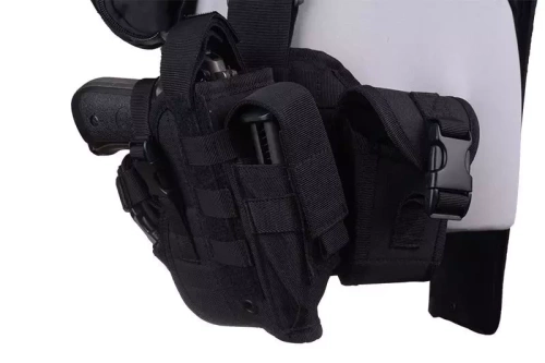GFC Tactical - Modulares Oberschenkelpaneel mit Holster - MOLLE - Nylon - Olive - GFT-29-000568