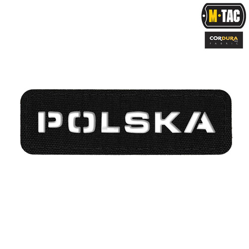 M-Tac - Aufnäher Polen 25x80 - Laserschnitt - Schwarz / Weiß - 51002002.