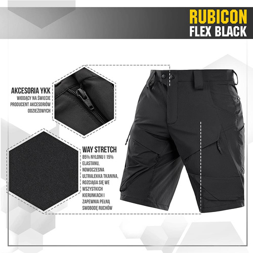 M-Tac - Taktische Shorts Rubicon Flex - 4-Way Stretch - YKK - Schwarz - 20070002