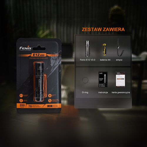 Fenix - LED-Taschenlampe E12 - 200 lm - Schwarz - E12 V3.0