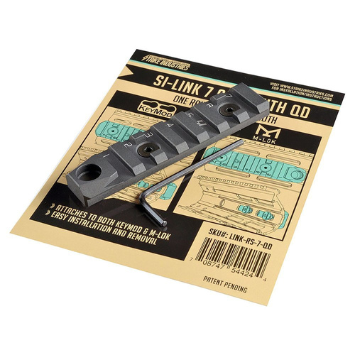 Strike Industries - LINK KeyMod / M-LOK Schiene - 7 Schlitze + QD - Schwarz - LINK-RS-7-QD