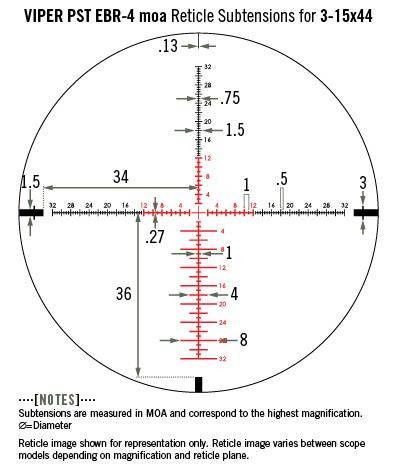 Vortex Optics - Jagd Scope Viper PST II 3-15x44 - Beleuchteter Anblick EBR 4 - 30 mm - PST -3151