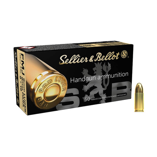 Sellier&Bellot - Pistolenmunition 9x19 Para FMJ 115 gr / 7.5 g - BOX 50 Stück