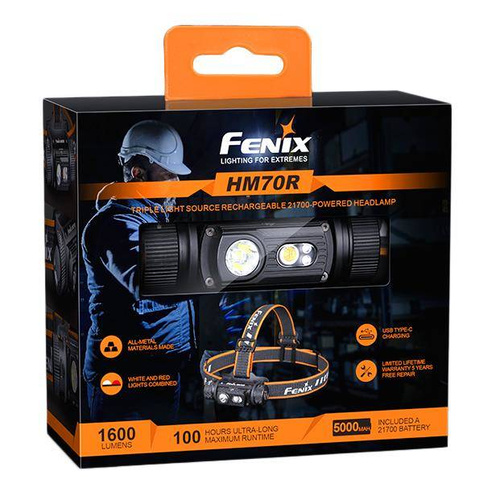 Fenix - LED Stirnlampe mit 5000 mAh Akku - 1600 Lumen - HM70R