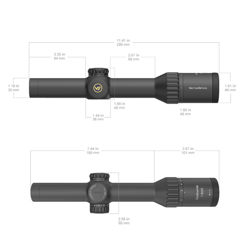 Vector Optics - LPVO Zielfernrohr Continental x8 1-8x24i ED Fiber - SFP - VET-FDR - Schwarz - SCOC-45