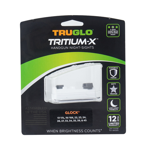 TruGlo - Tritiumvisier Tritium-X - Glock 17/19 - Niedrig - Weißer Umriss - TG231G1XW