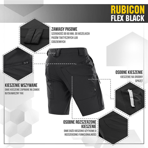 M-Tac - Taktische Shorts Rubicon Flex - 4-Way Stretch - YKK - Schwarz - 20070002