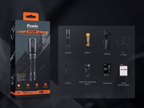 Fenix - Laser-Taschenlampe HT30R - 500 lm - Schwarz - HT30R