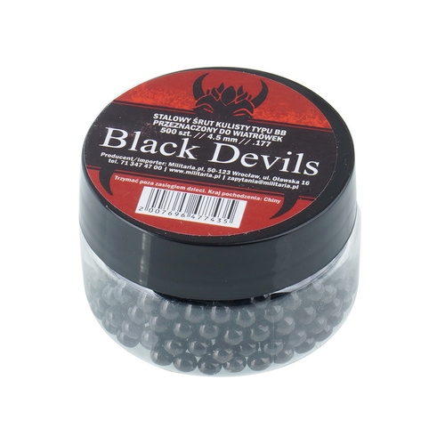 Black Devils - Runde BB-Luftgewehrkugeln aus Stahl - 500 Stück - Schwarz - 4,5 mm - 45500ZNBT