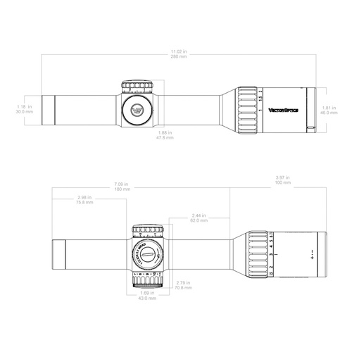Vector Optics - LPVO Scope Continental 1-10x24i ED Fiber - SFP - G4 Fiber - Schwarz - SCOC-47