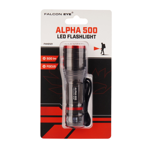 Falcon Eye - Hand-Taschenlampe Alpha 500 - Blitzlicht - Fokus - 500 lm - Schwarz - FHH0121
