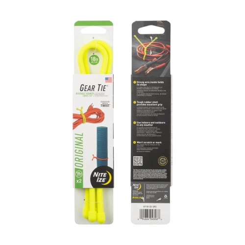 Nite Ize - Gear Tie 18" Original Twist Tie - Zwei-Pack - Neon Yellow - GT18-33-2R3