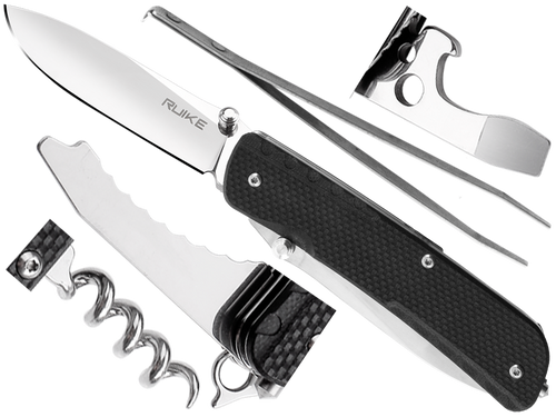 Ruike - LD21-B Multifunktionales Taschenmesser - 12 Werkzeuge - Schwarz - 340-014