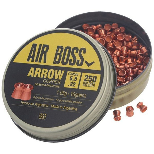 Apolo - Air Boss Pfeil Kupfer Luftgewehrkugeln - .22 / 5.5mm - 250 Stück - E30100