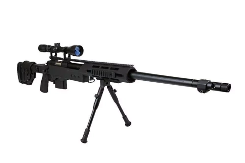 Well - ASG Sniper Rifle Replik MB4411D UPV - 6mm - Federbelastet - Zielfernrohr - Zweibein - Schwarz - WEL-03-007312
